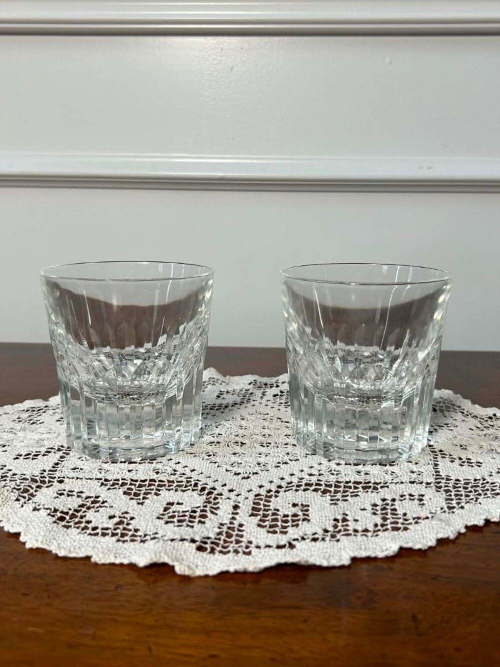 Lead crystal double old fashioned cocktail glass pair